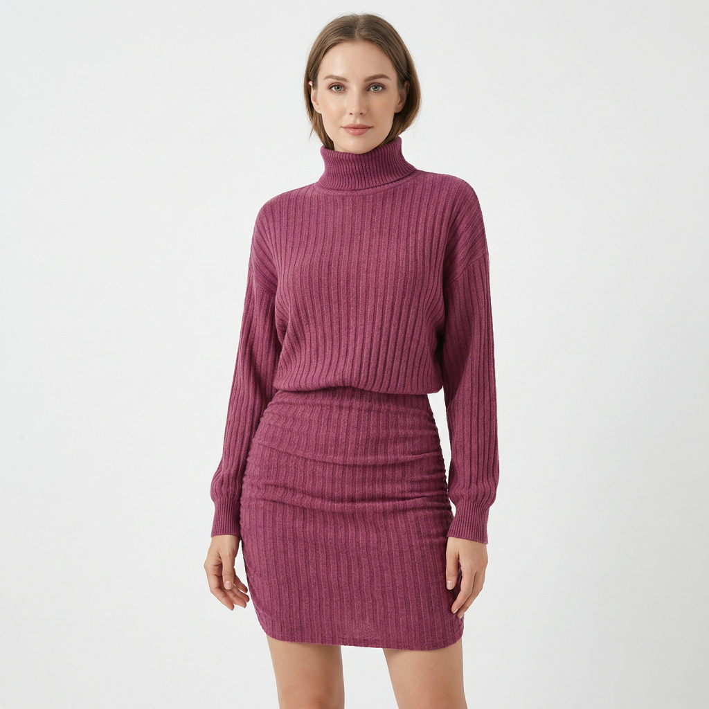 Women’s Casual High Neck Midi Dress