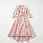 Women’s Square Neck Midi Dress – A Line Bow Jacket Set