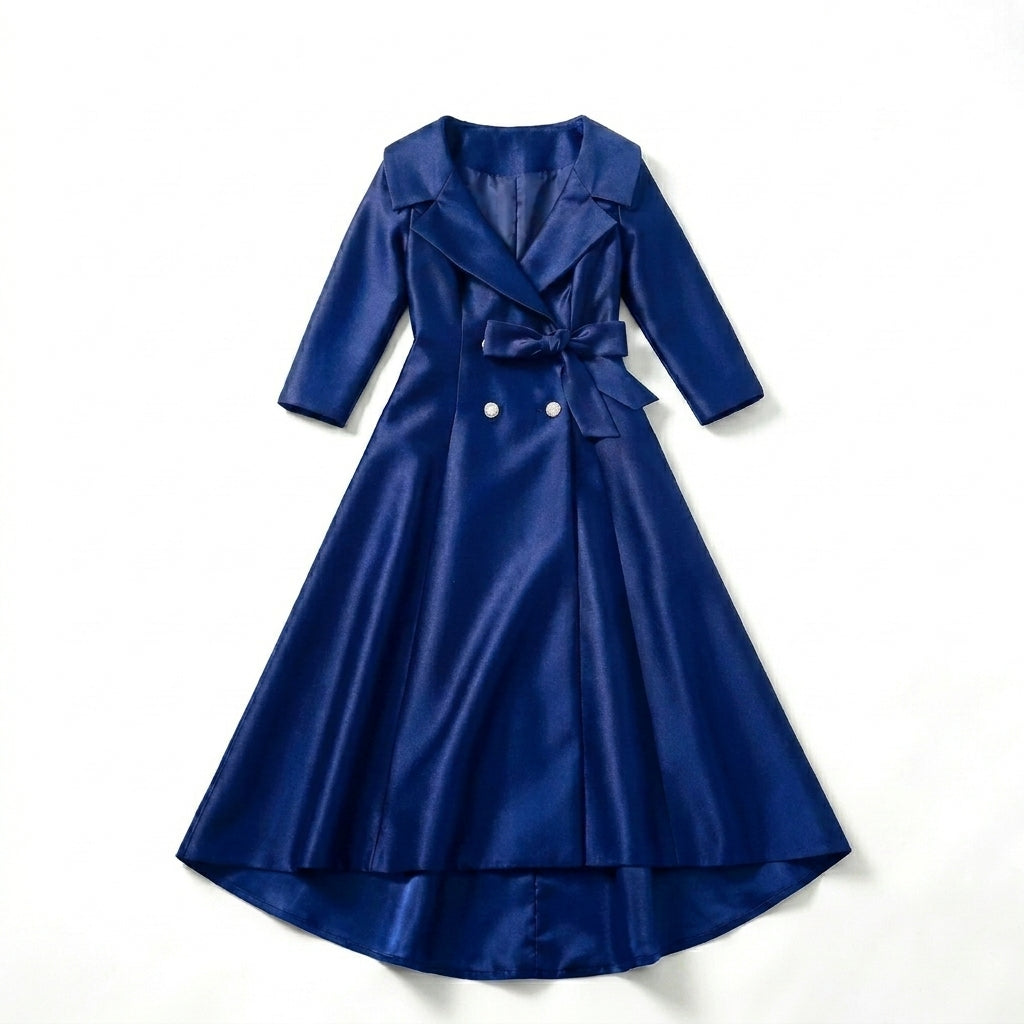 Women’s Square Neck Midi Dress – A Line Bow Jacket Set