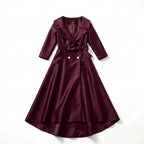 Women’s Square Neck Midi Dress – A Line Bow Jacket Set