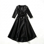 Women’s Square Neck Midi Dress – A Line Bow Jacket Set