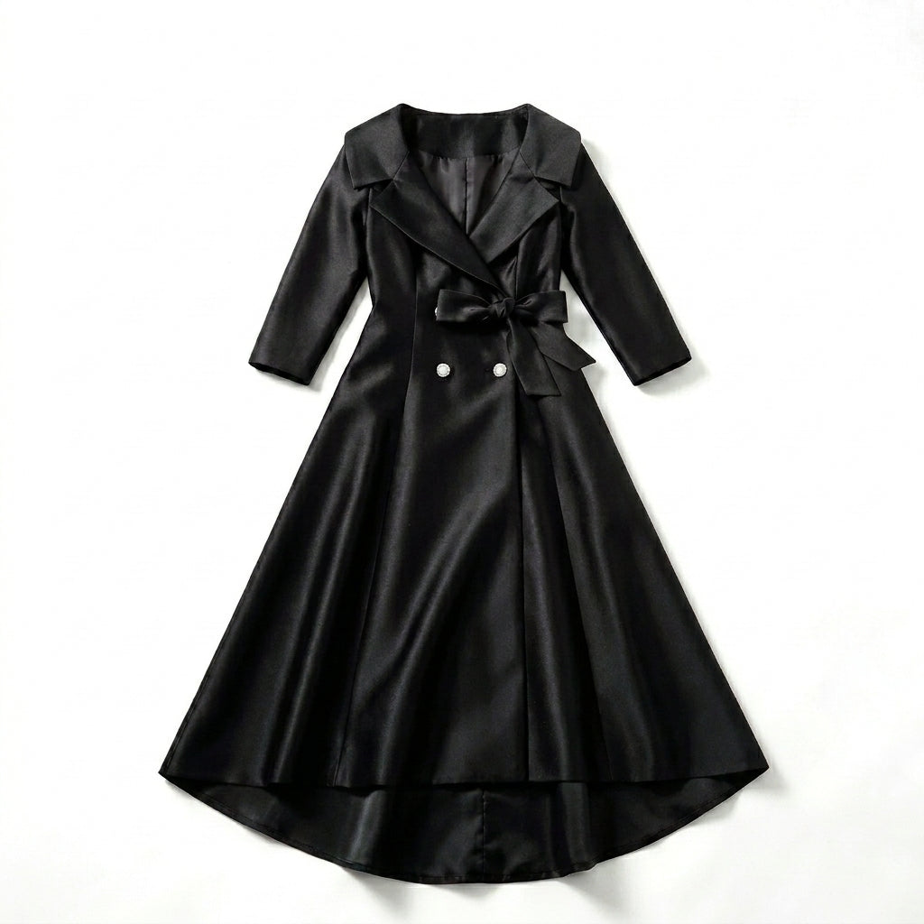 Women’s Square Neck Midi Dress – A Line Bow Jacket Set