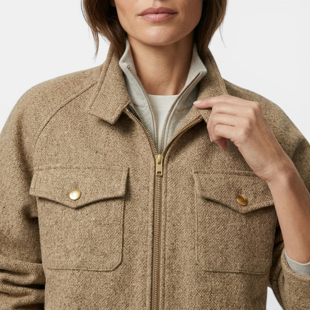 Women’s Stand Collar Jacket – Zip Front Short Jacket