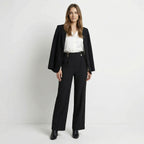 Women’s Straight-Leg Office Pants – Elegant Button Detail Style