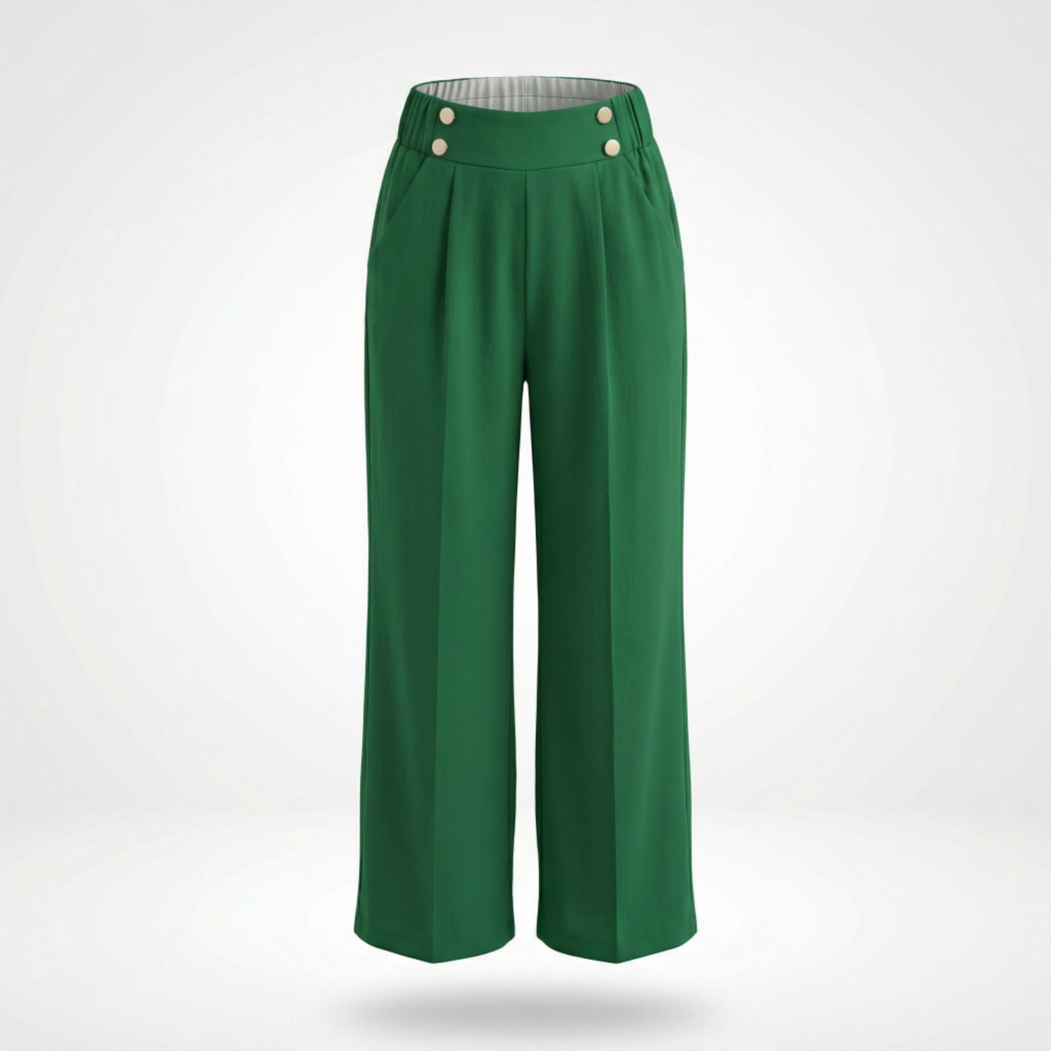 Women’s Straight-Leg Office Pants – Elegant Button Detail Style