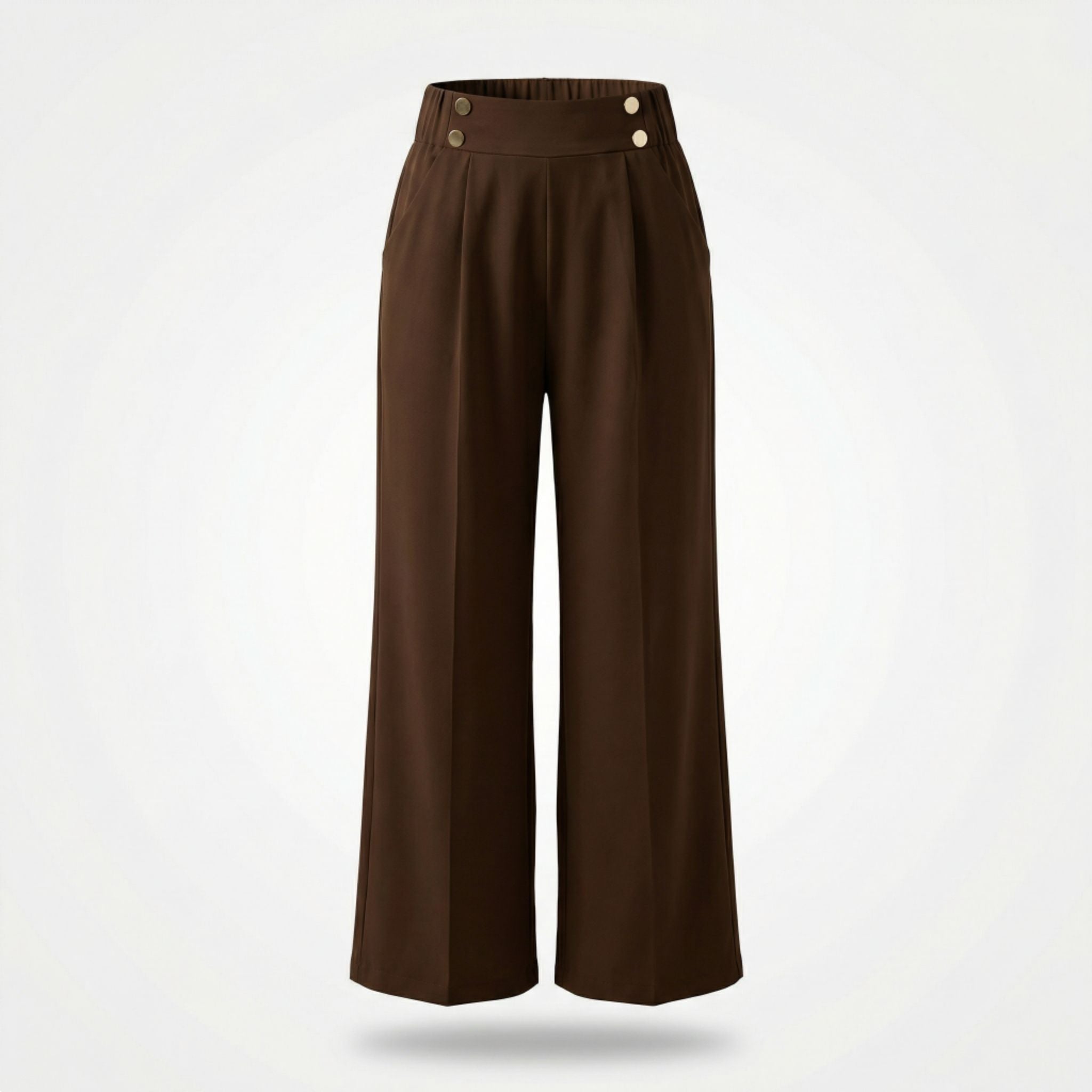 Women’s Straight-Leg Office Pants – Elegant Button Detail Style
