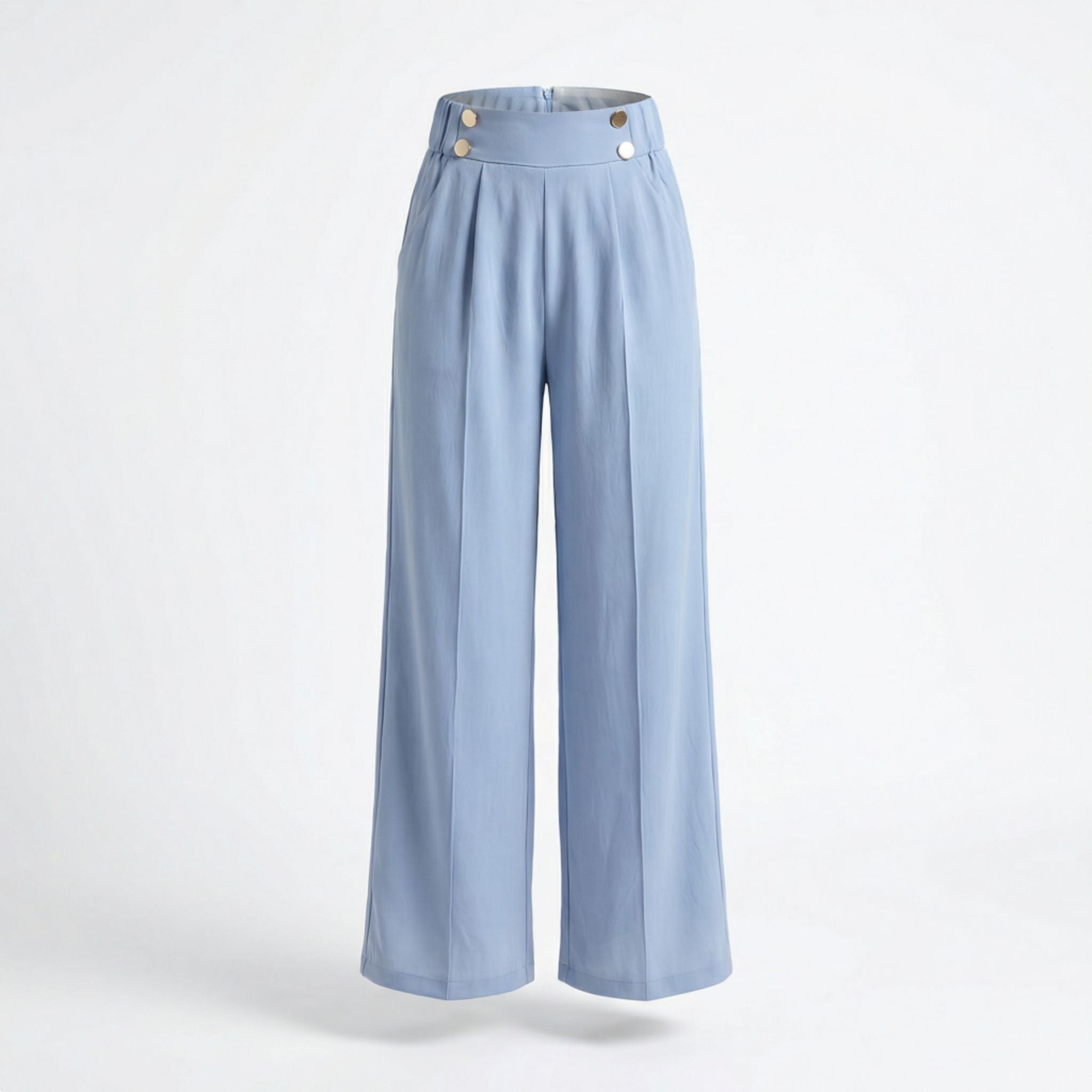 Women’s Straight-Leg Office Pants – Elegant Button Detail Style