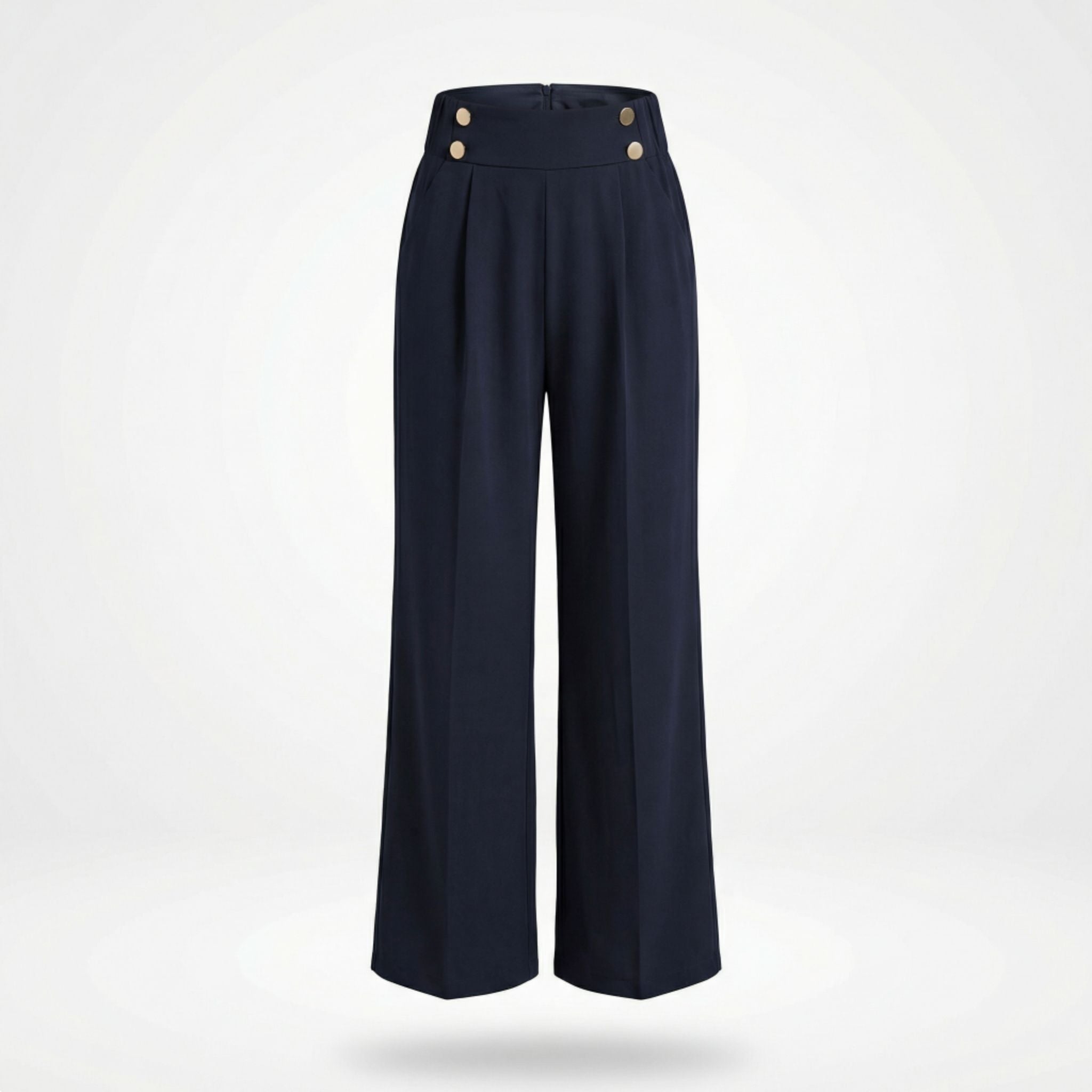Women’s Straight-Leg Office Pants – Elegant Button Detail Style