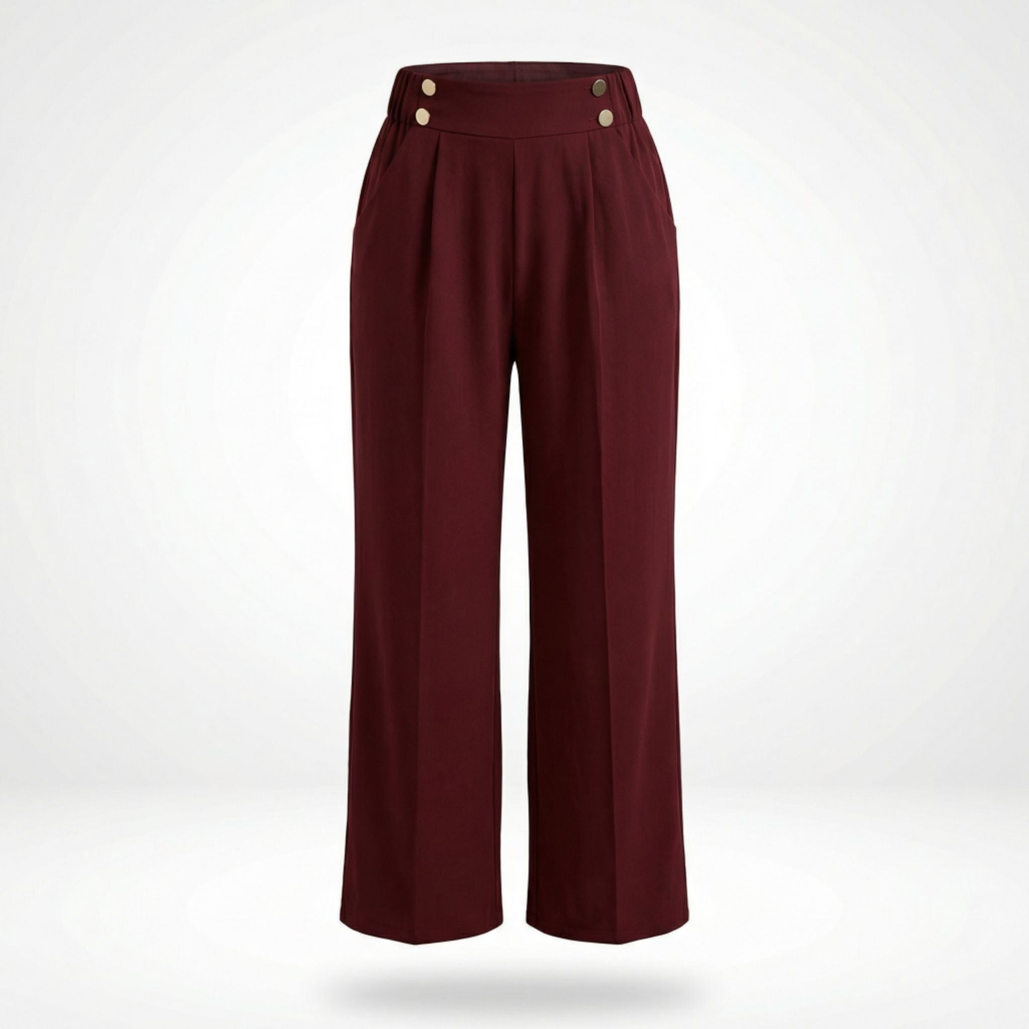 Women’s Straight-Leg Office Pants – Elegant Button Detail Style