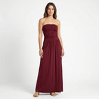 Women’s Strapless Maxi Dress – Bandeau Ruched Waist