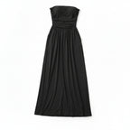Women’s Strapless Maxi Dress – Bandeau Ruched Waist