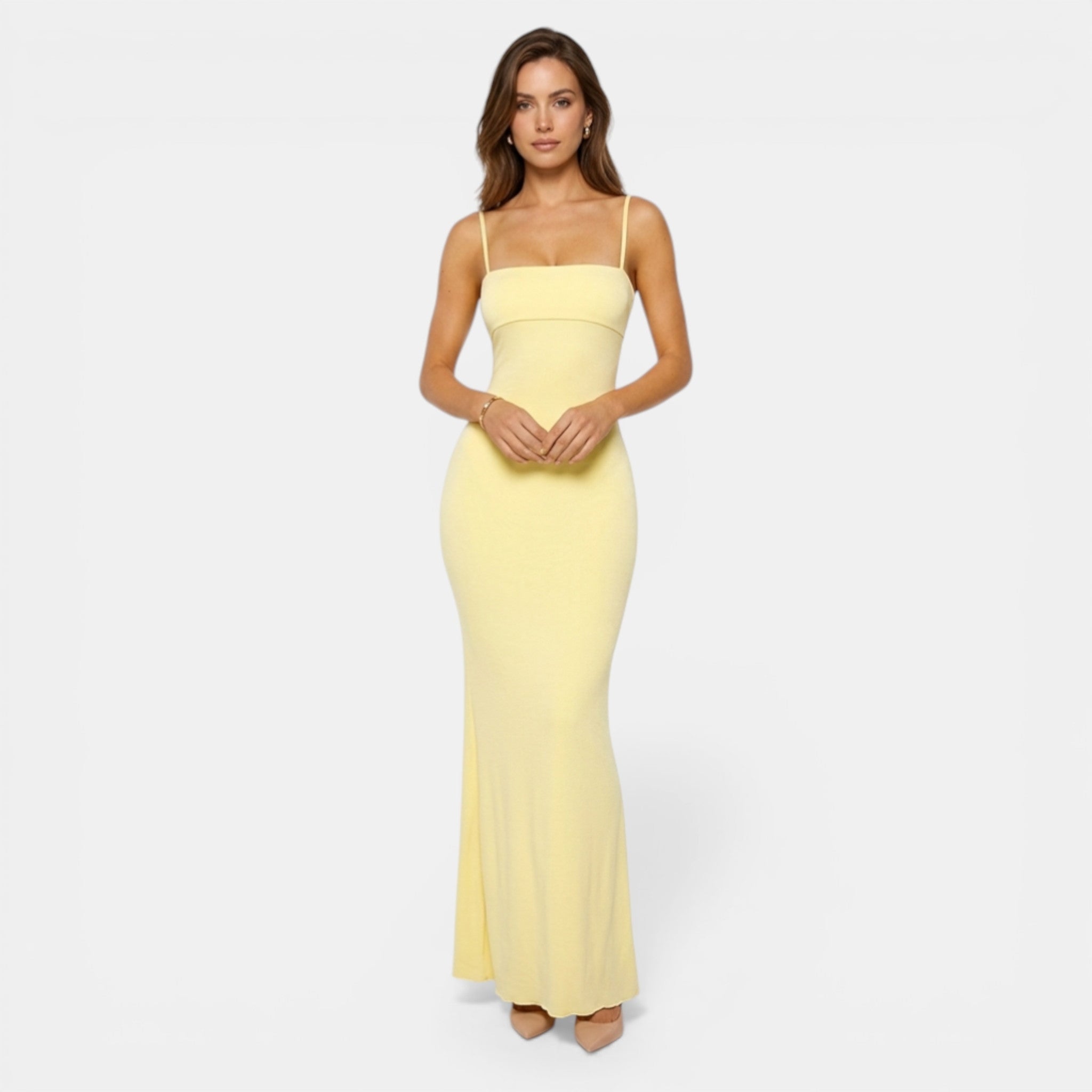 Women’s Strapless Maxi Dress – Fitted Column Cut