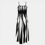 Women’s Striped Maxi Dress – V-Neck Thin Strap