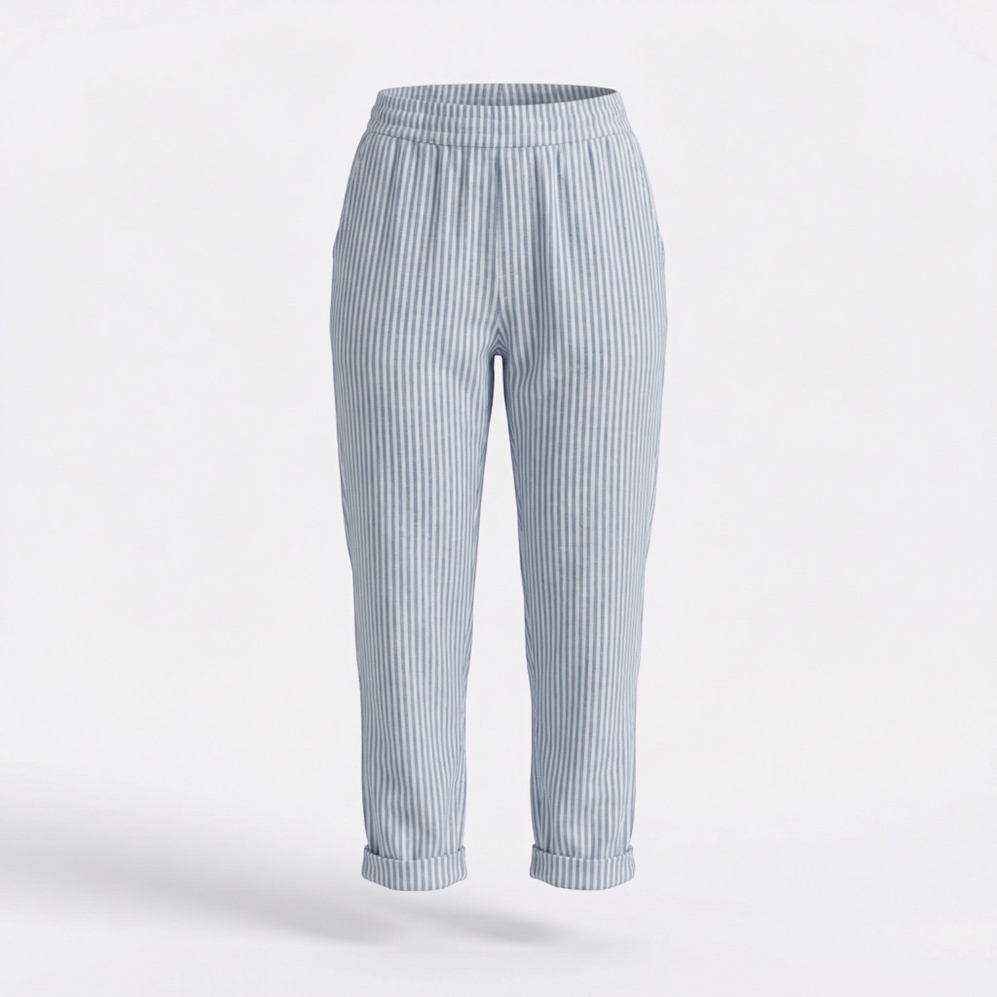 Women’s Striped Wide-Leg Cropped Pants – Casual Lightweight Style