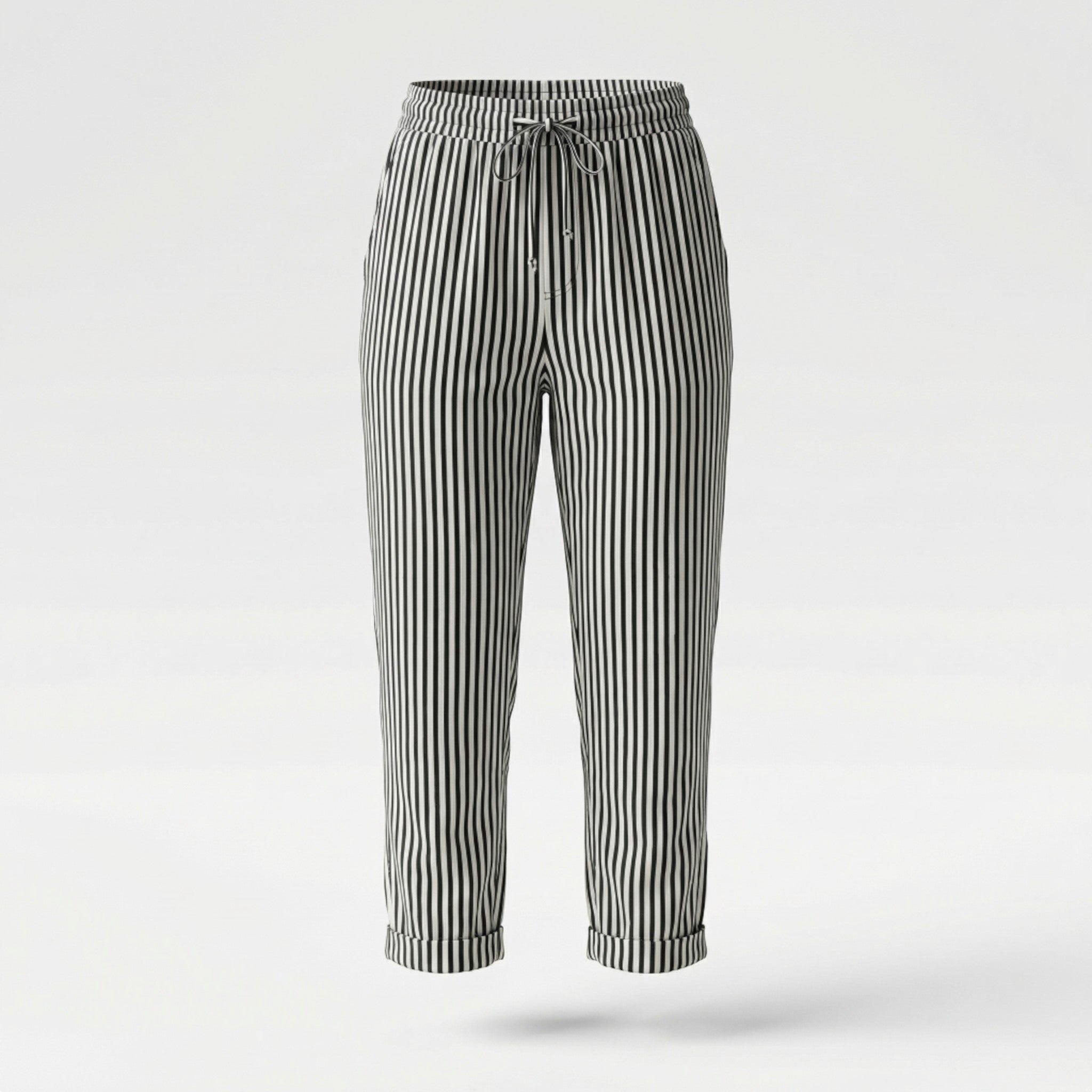 Women’s Striped Wide-Leg Cropped Pants – Casual Lightweight Style