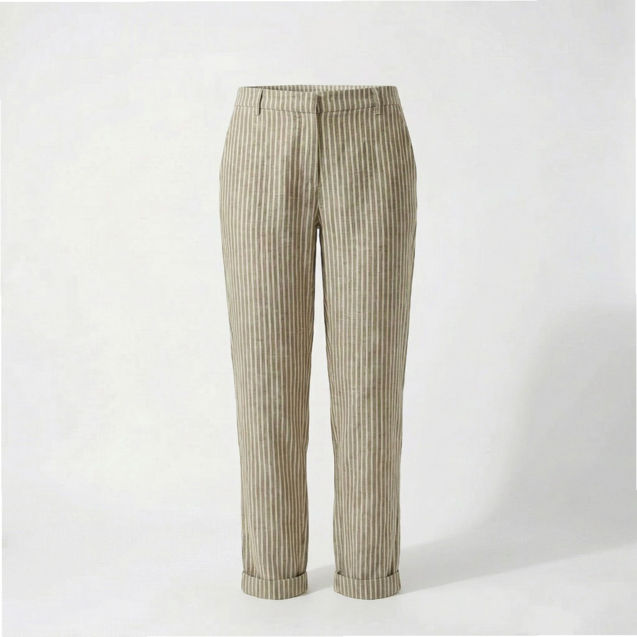 Women’s Striped Wide-Leg Cropped Pants – Casual Lightweight Style