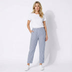 Women’s Striped Wide-Leg Cropped Pants – Casual Lightweight Style