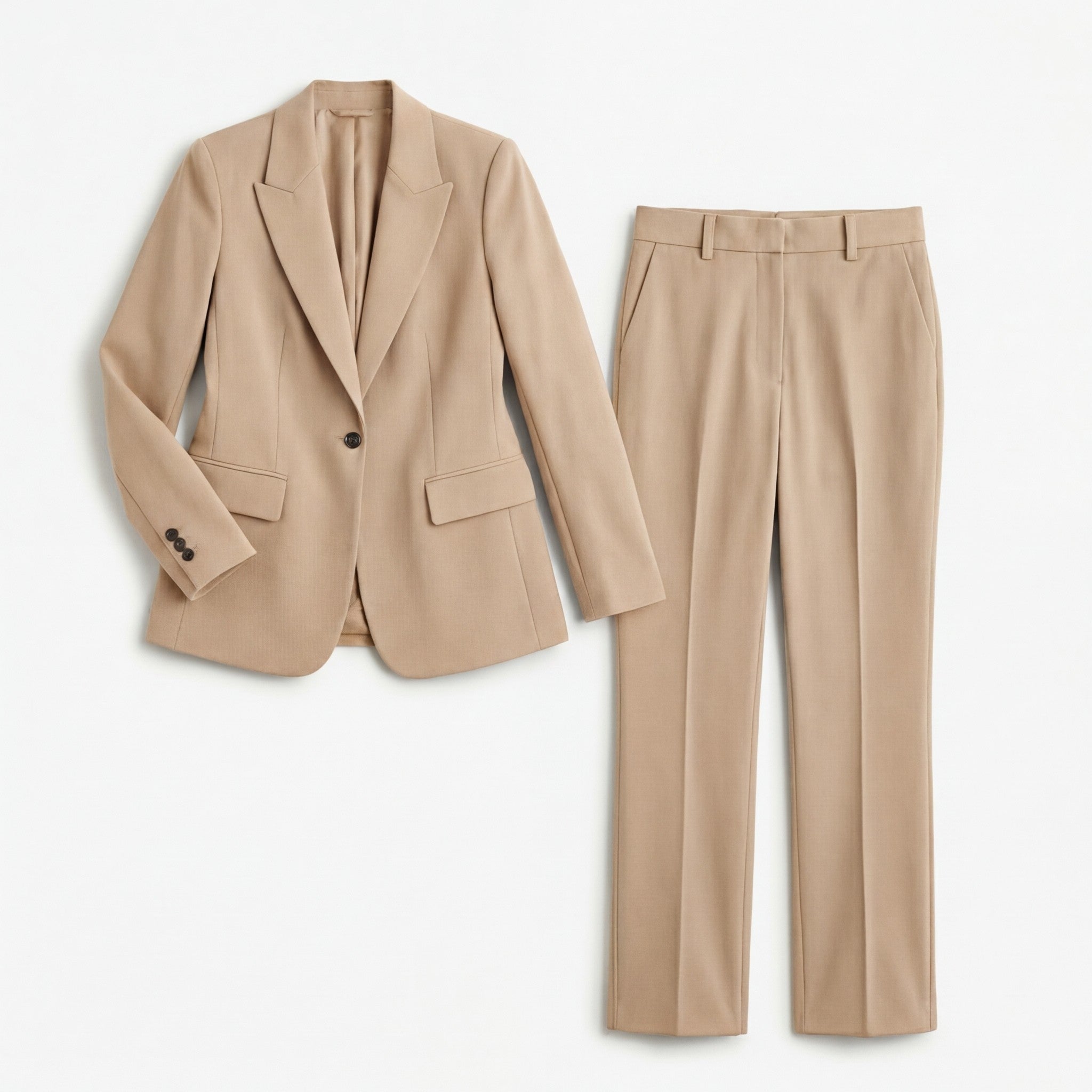 Women’s Tailored Two Piece Set – Single Button Blazer and Straight Leg Trousers