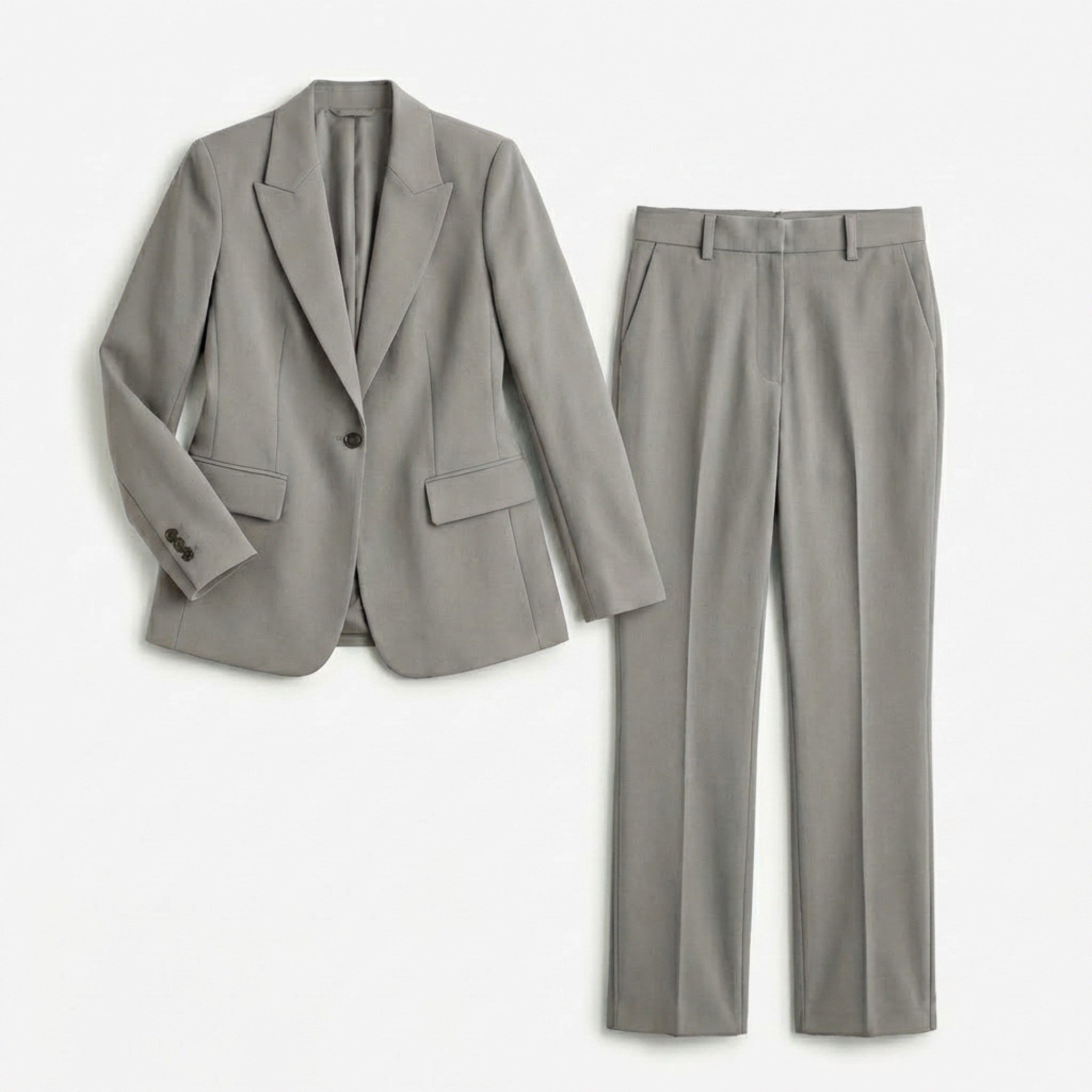 Women’s Tailored Two Piece Set – Single Button Blazer and Straight Leg Trousers
