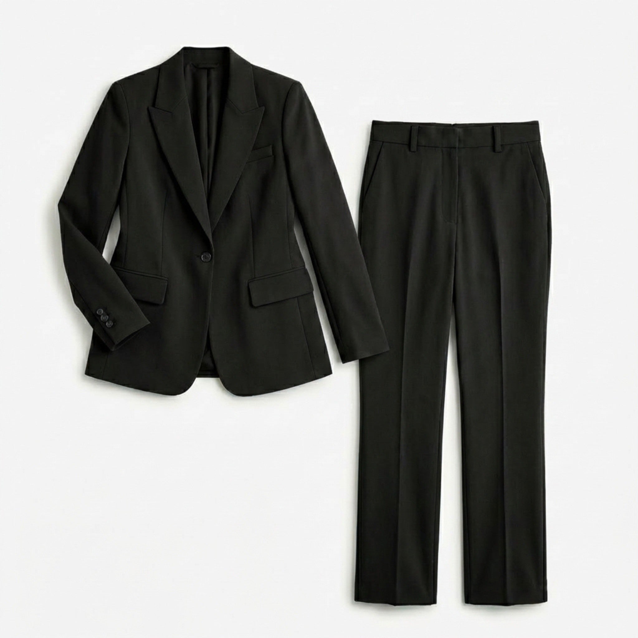 Women’s Tailored Two Piece Set – Single Button Blazer and Straight Leg Trousers