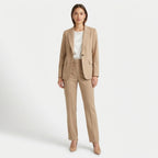 Women’s Tailored Two Piece Set – Single Button Blazer and Straight Leg Trousers