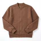 Women’s Textured Zip-Up Jacket – Stand Collar Design
