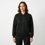 Women’s Textured Zip-Up Jacket – Stand Collar Design