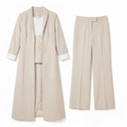 Women’s Three Piece Pantsuit – Longline Open Front Set