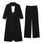 Women’s Three Piece Pantsuit – Longline Open Front Set