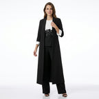 Women’s Three Piece Pantsuit – Longline Open Front Set