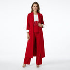 Women’s Three Piece Pantsuit – Longline Open Front Set
