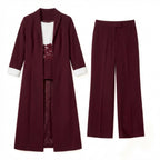 Women’s Three Piece Pantsuit – Longline Open Front Set