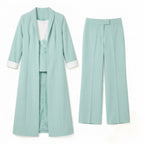 Women’s Three Piece Pantsuit – Longline Open Front Set