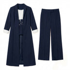 Women’s Three Piece Pantsuit – Longline Open Front Set