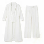 Women’s Three Piece Pantsuit – Longline Open Front Set