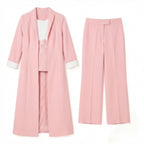 Women’s Three Piece Pantsuit – Longline Open Front Set