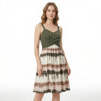 Women’s Tie Dye A-Line Dress – Sleeveless V Neck