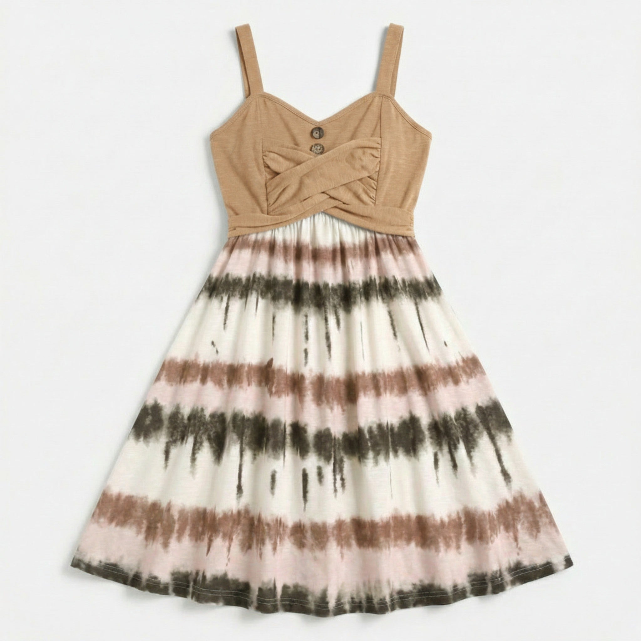 Women’s Tie Dye A-Line Dress – Sleeveless V Neck