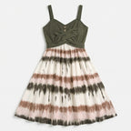 Women’s Tie Dye A-Line Dress – Sleeveless V Neck