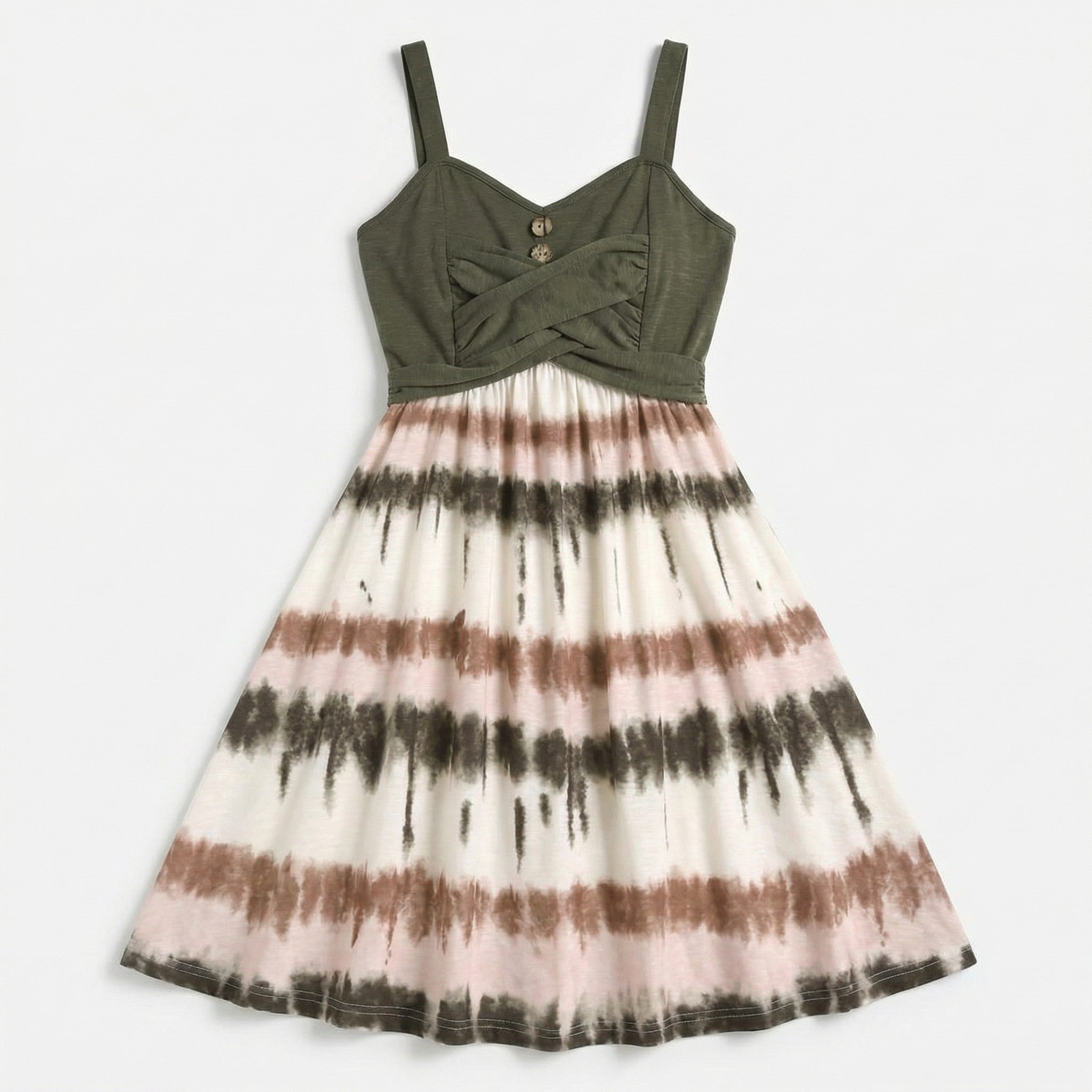 Women’s Tie Dye A-Line Dress – Sleeveless V Neck