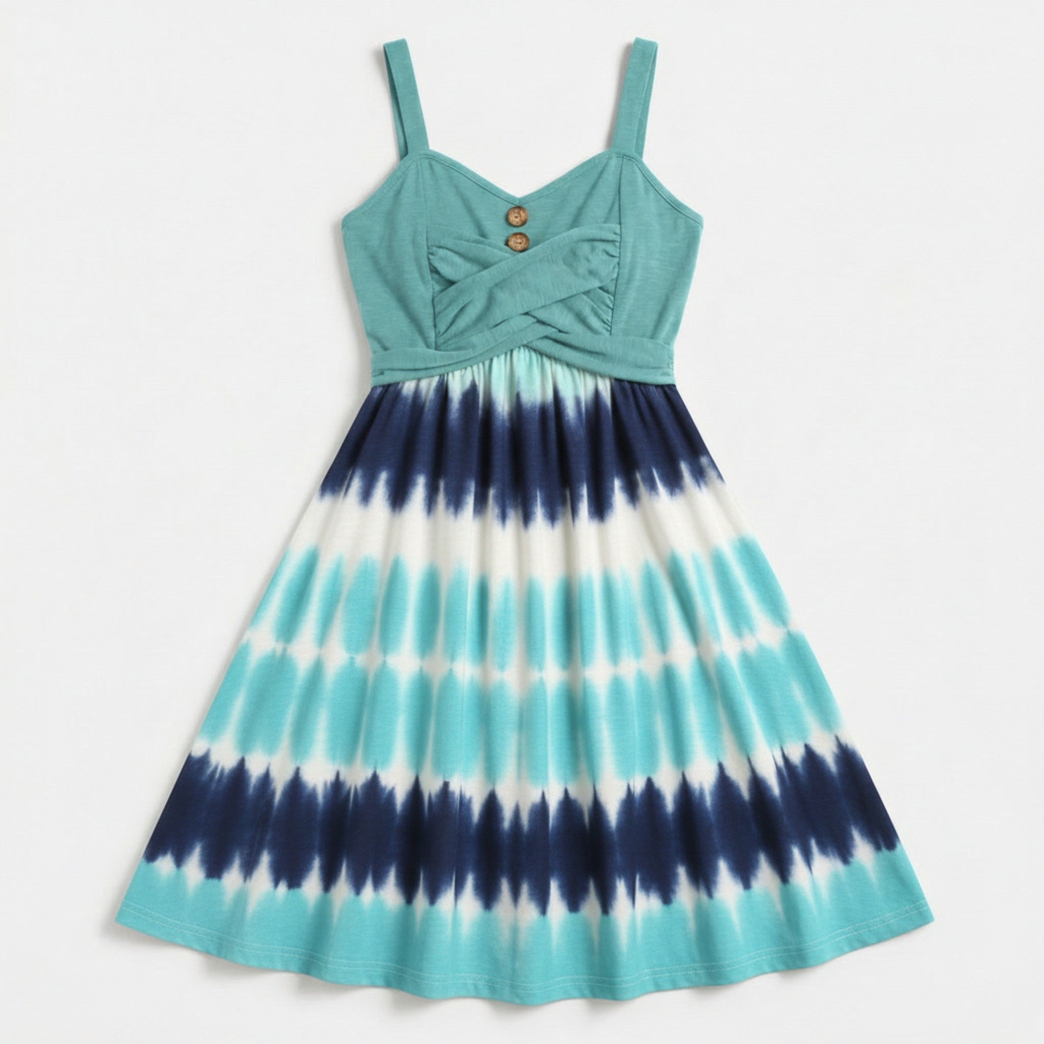 Women’s Tie Dye A-Line Dress – Sleeveless V Neck