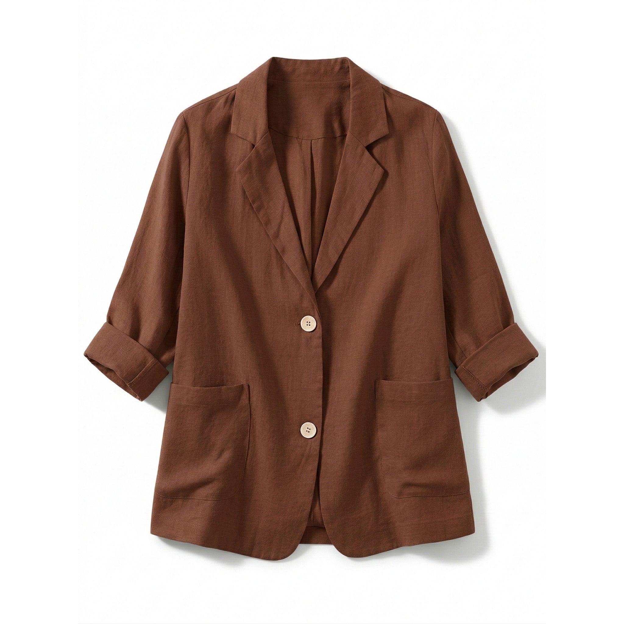Women’s Two-Button Blazer – Regular Length Solid Color Design