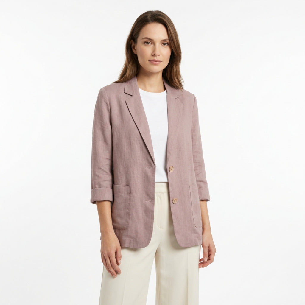 Women’s Two-Button Blazer – Regular Length Solid Color Design