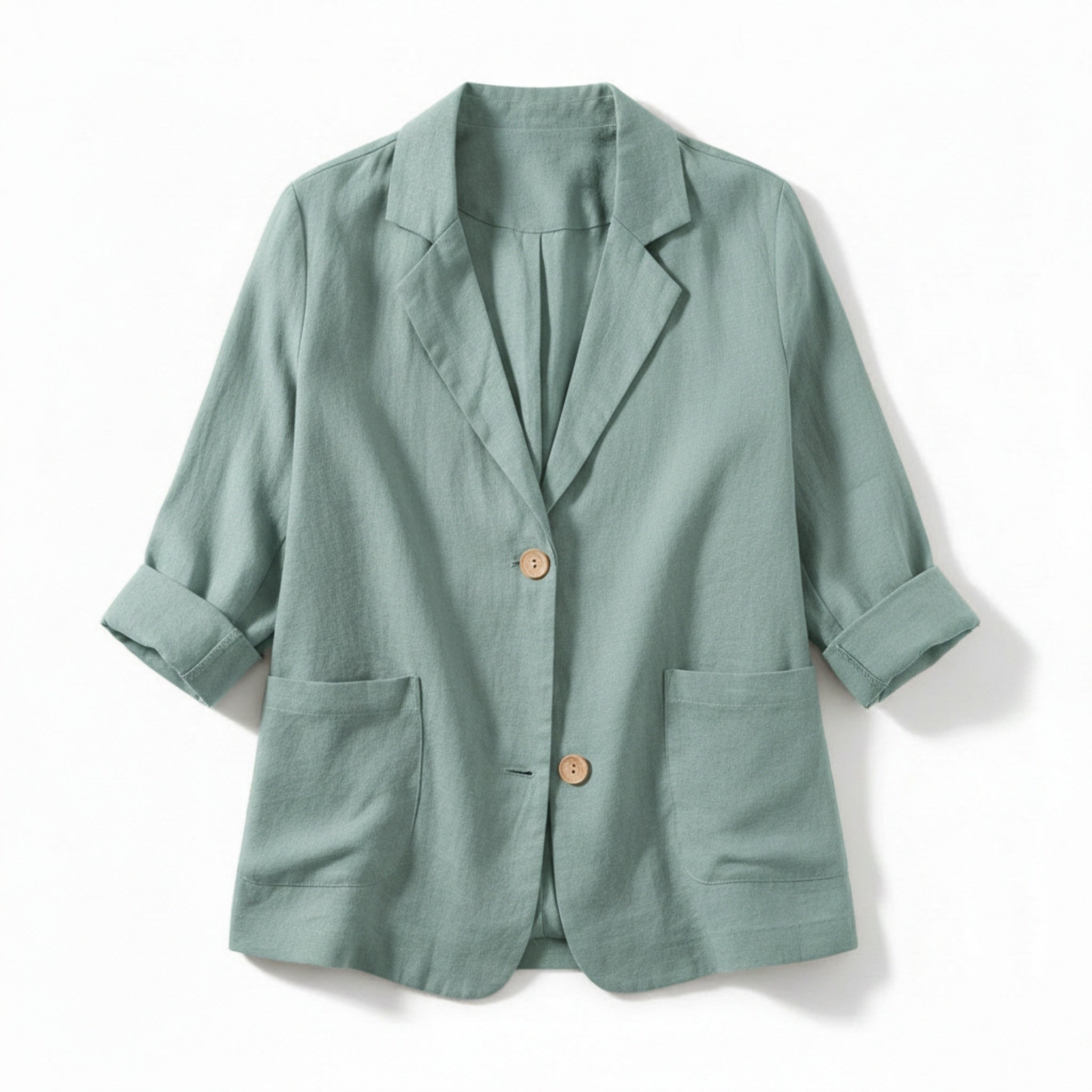 Women’s Two-Button Blazer – Regular Length Solid Color Design