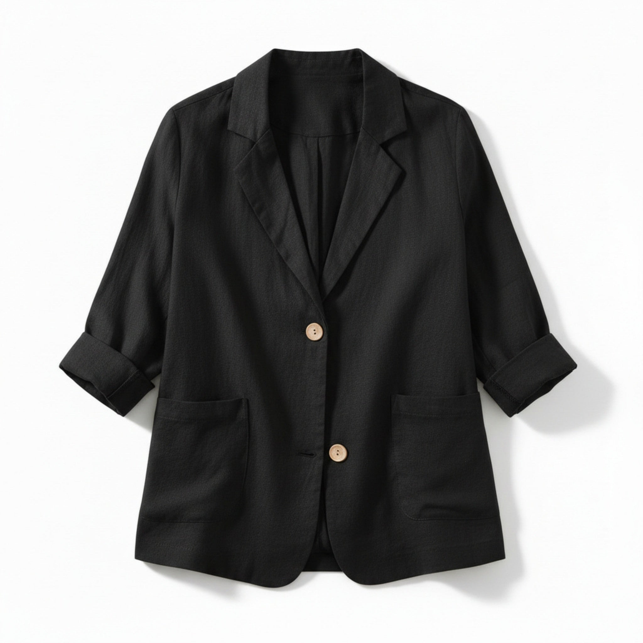 Women’s Two-Button Blazer – Regular Length Solid Color Design