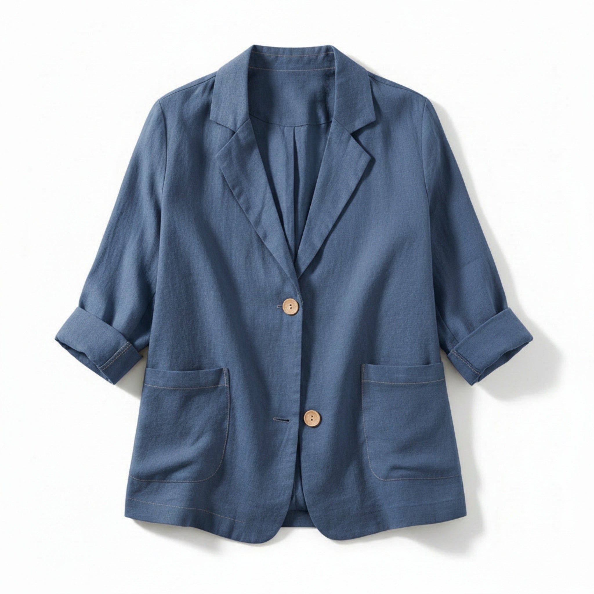 Women’s Two-Button Blazer – Regular Length Solid Color Design