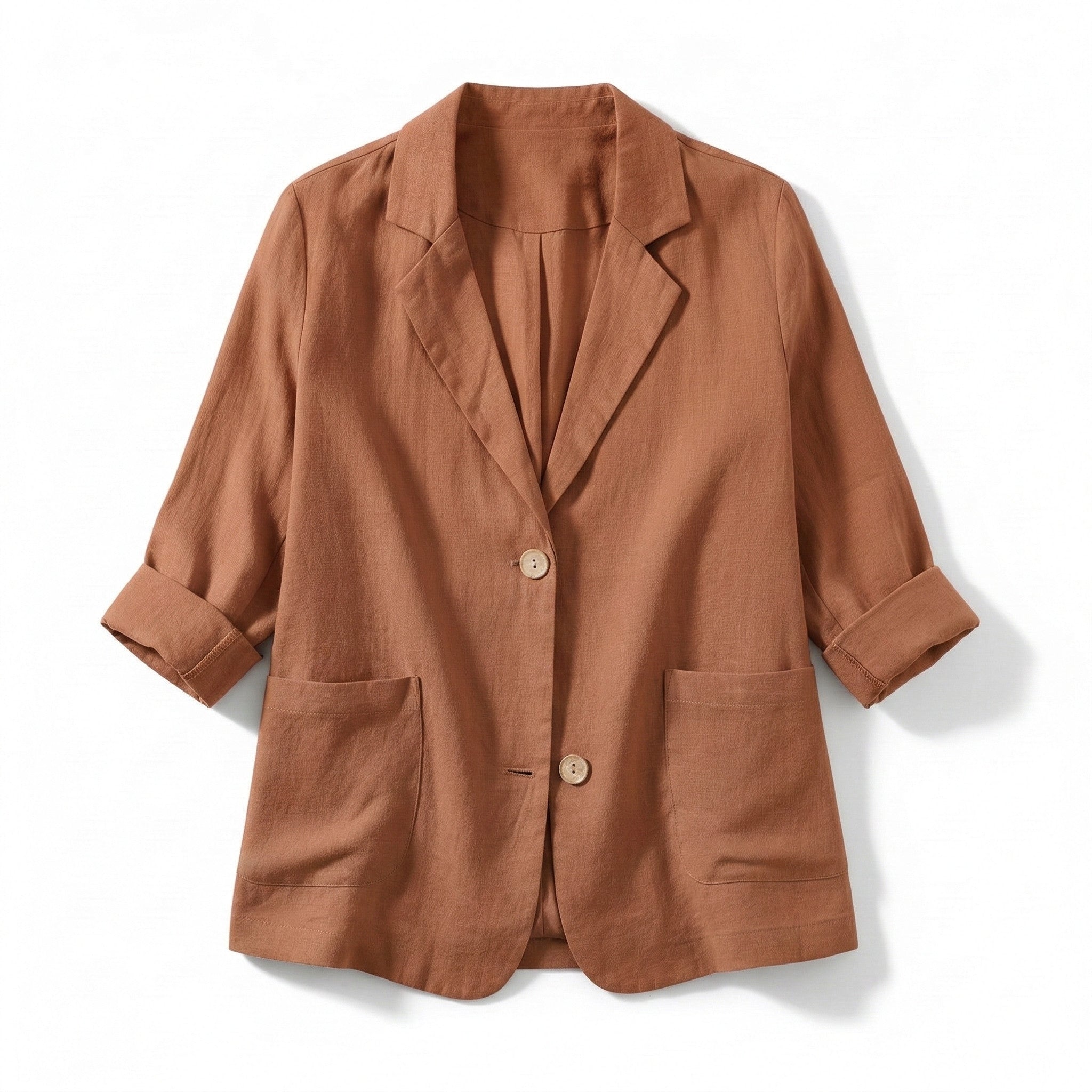 Women’s Two-Button Blazer – Regular Length Solid Color Design