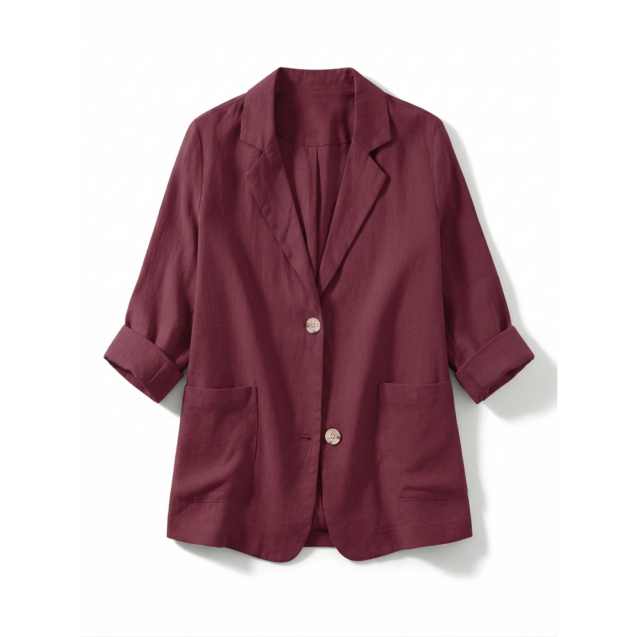 Women’s Two-Button Blazer – Regular Length Solid Color Design