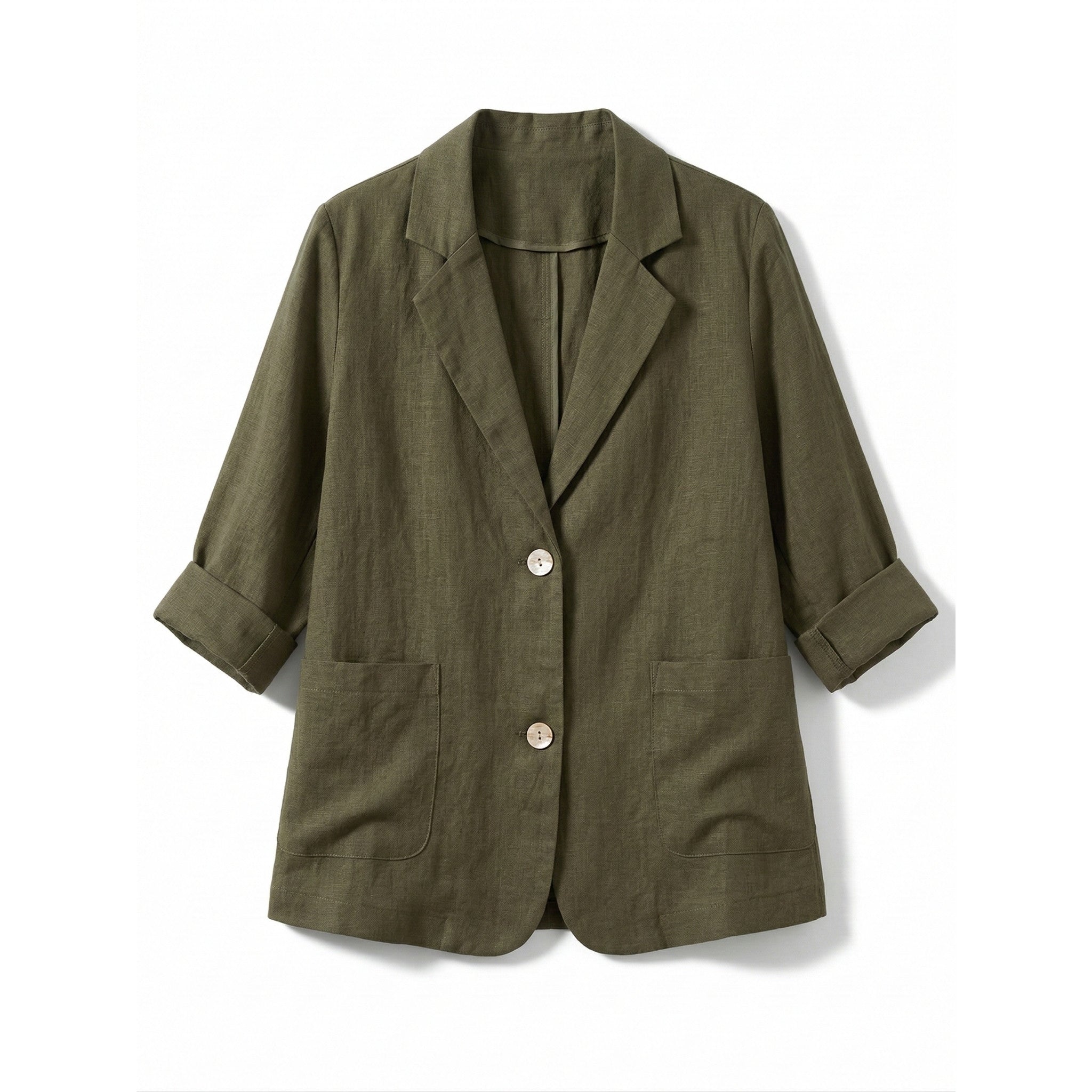 Women’s Two-Button Blazer – Regular Length Solid Color Design