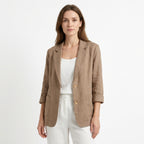 Women’s Two-Button Blazer – Regular Length Solid Color Design